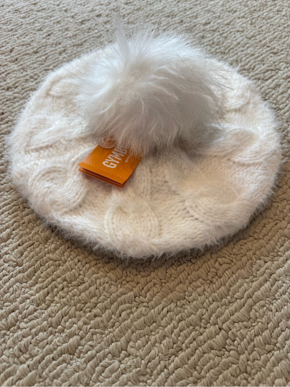 Gymboree Cream Knit Pom-Pom Beret for Kids - NWT!